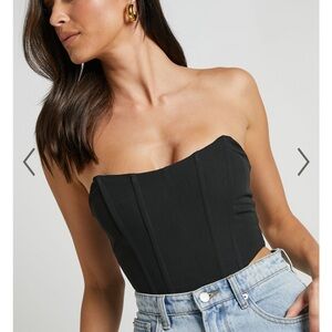 Showpo KATIRINA TOP - STRAPLESS CORSET BUSTIER TOP IN BLACK